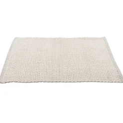 Tapis salle de bain rectangulaire polycoton quadrillé beige 45x70cm < Gifi Online