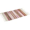 Tapis tressé à franges rayure beige et rouge 100% coton 40x60cm < Gifi Hot
