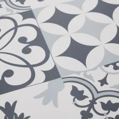 Tapis vinyle façon carreaux de ciment gris et blancs 50x70cm