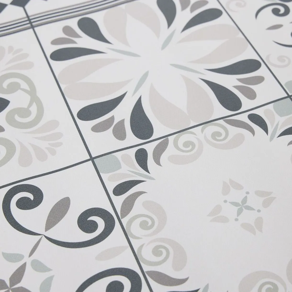 Tapis vinyle motifs carreaux de ciment gris et blancs 50x70cm < Gifi Best