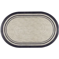 Tapis vinyle ovale imprimé tressé naturel et noir 38x60cm < Gifi Discount