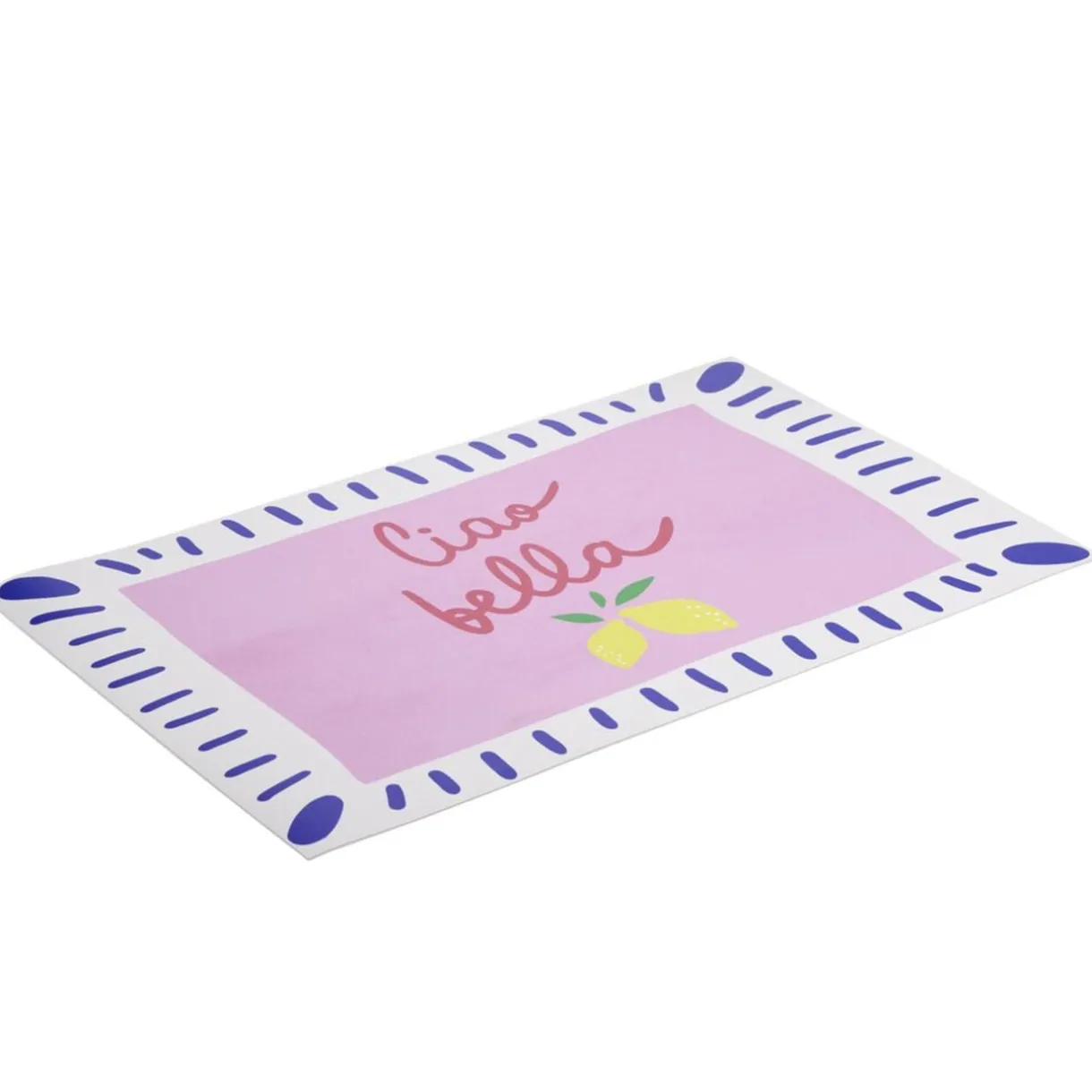 Tapis vinyle rectangulaire Ciao Bella blanc rose bleu 38x60cm < Gifi Discount