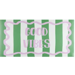 Tapis vinyle rectangulaire Good Vibes rayures vert et rose 50x100cm < Gifi Sale