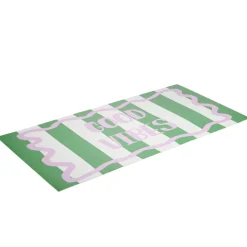 Tapis vinyle rectangulaire Good Vibes rayures vert et rose 50x100cm < Gifi Sale
