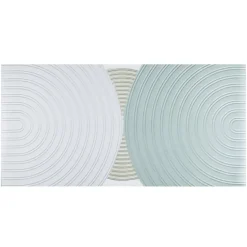 Tapis vinyle rectangulaire motif arrondi superposé beige et bleu 50x100cm < Gifi Best