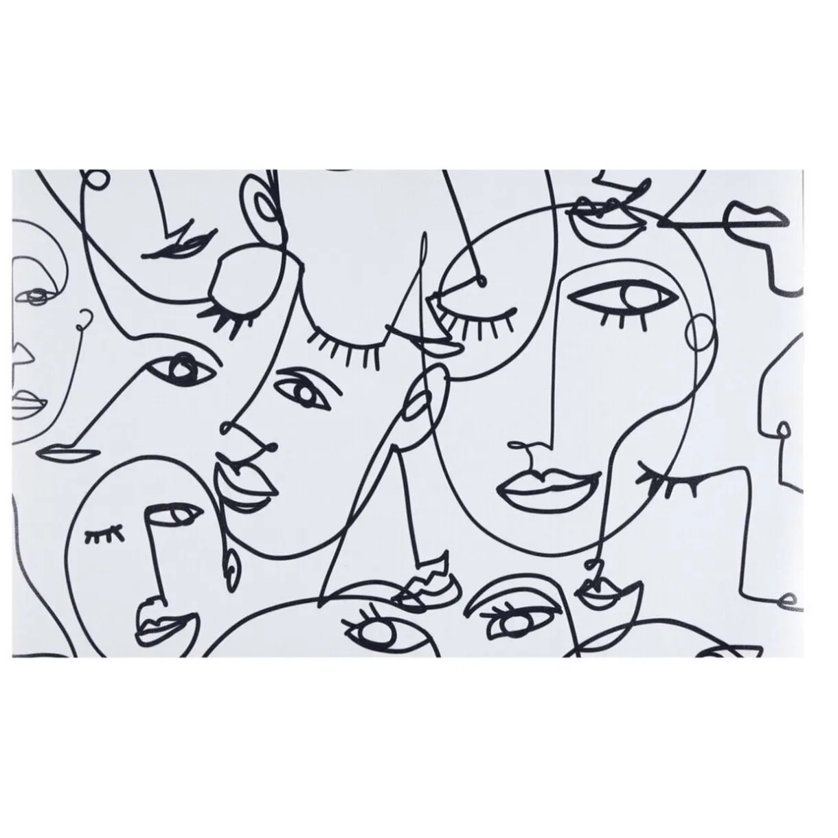 Tapis vinyle rectangulaire visages line art esprit Picasso blanc noir 38x60cm < Gifi Clearance