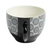 Tasse à café en porcelaine motif rosace noir blanc 22 cl
