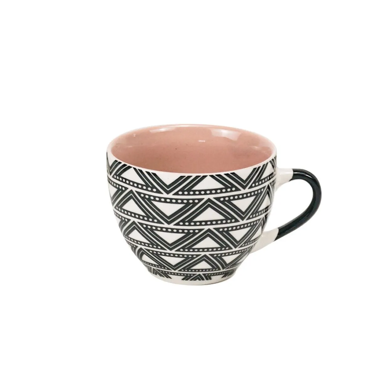 Tasse à café en porcelaine motif graphique noir blanc 22 cl < Gifi Outlet