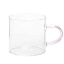 Tasse à café x4 en verre anse colorée Ø5xH5cm