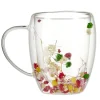Tasse en verre double paroi avec fleurs séchées 350ml < Gifi Clearance