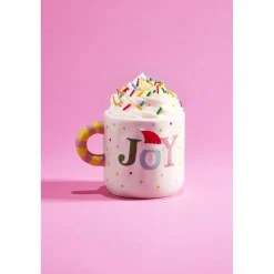 Tasse Noël avec anse à rayures Ø8xH10cm (3 modèles)