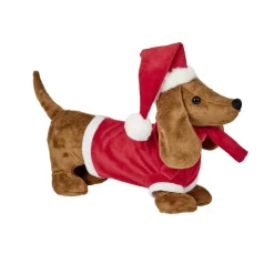 Teckel de Noël à poser marron et rouge L32cm < Gifi Sale