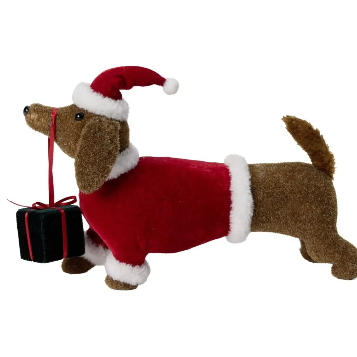 Teckel de Noël à poser marron et rouge L32cm < Gifi Sale