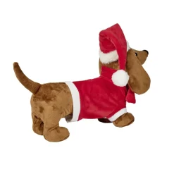 Teckel de Noël à poser marron et rouge L32cm < Gifi Sale