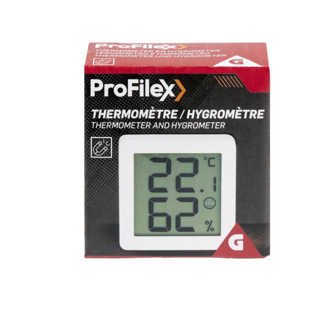 Thermomètre hygromètre digital et magnétique blanc