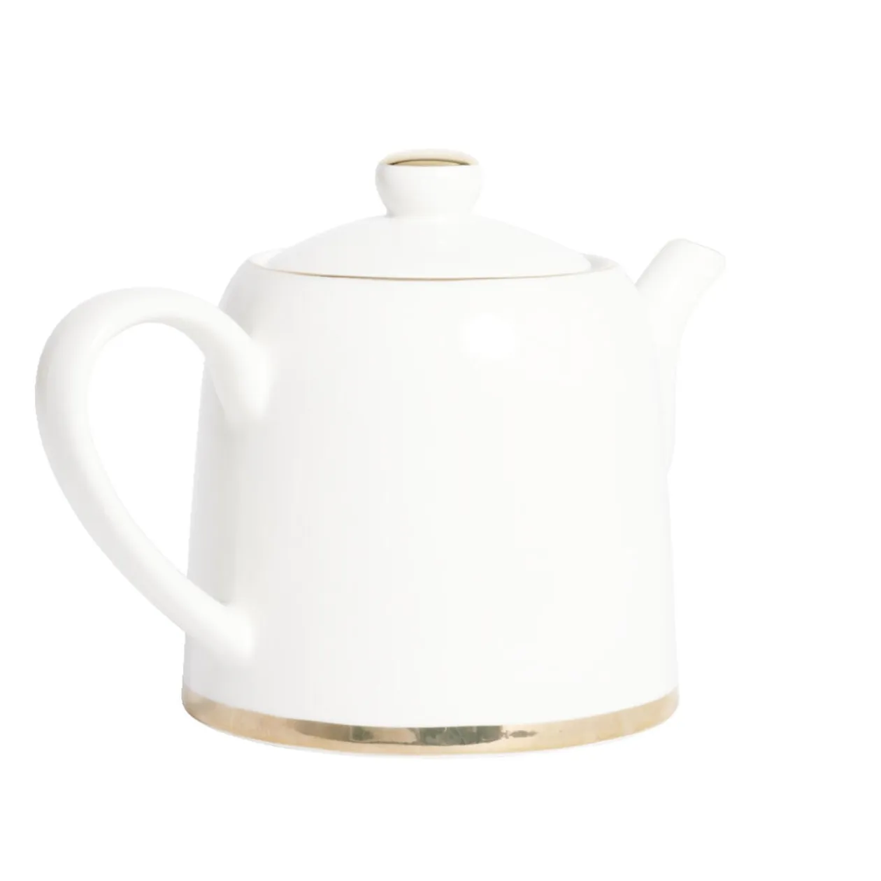 Théière 1L faïence blanc et doré Ø12xH15xm