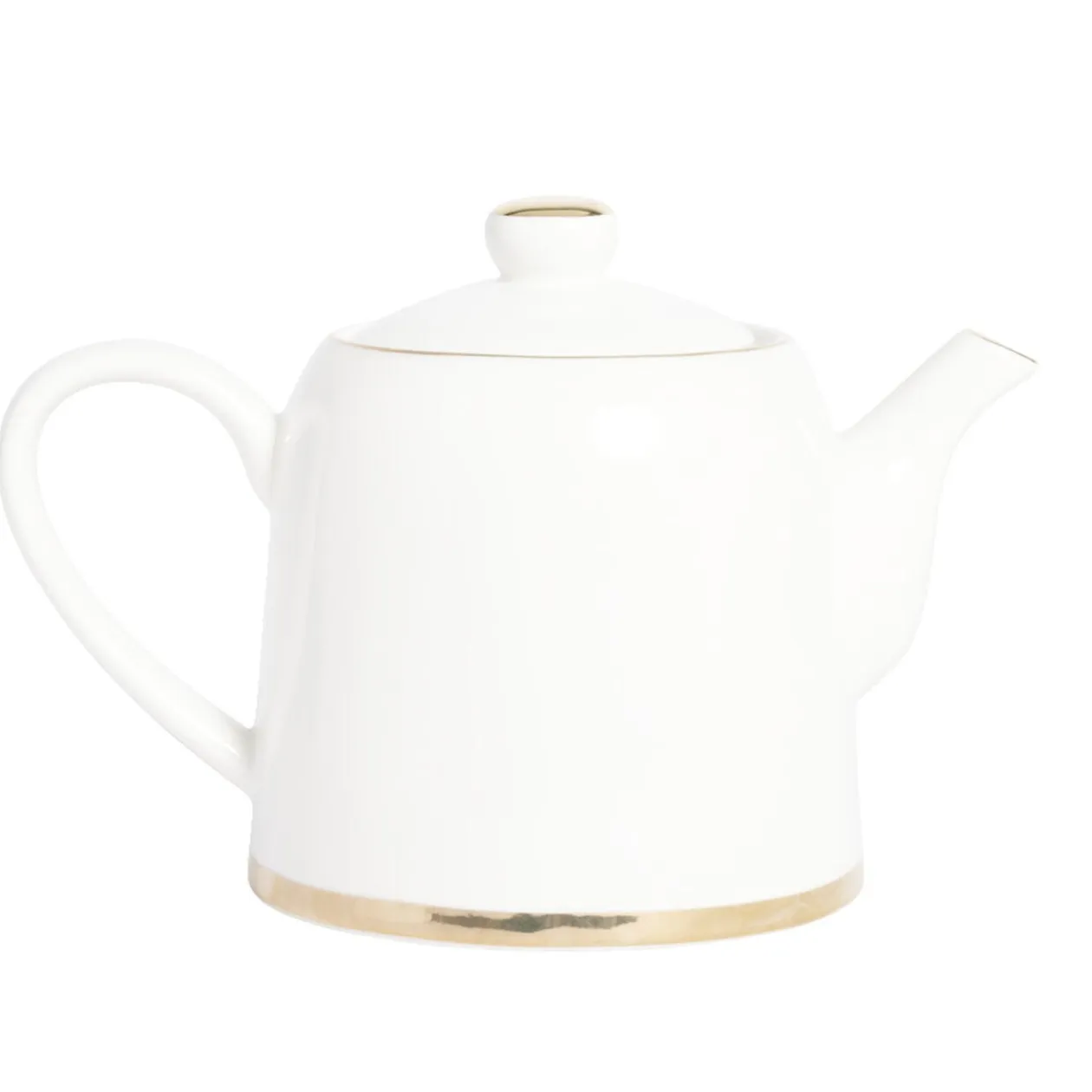 Théière 1L faïence blanc et doré Ø12xH15xm