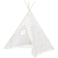Tipi Flower polyester blanc à pois - L120xP120xH160 cm < Gifi