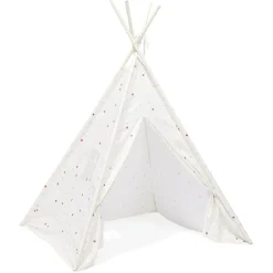 Tipi Flower polyester blanc à pois - L120xP120xH160 cm < Gifi