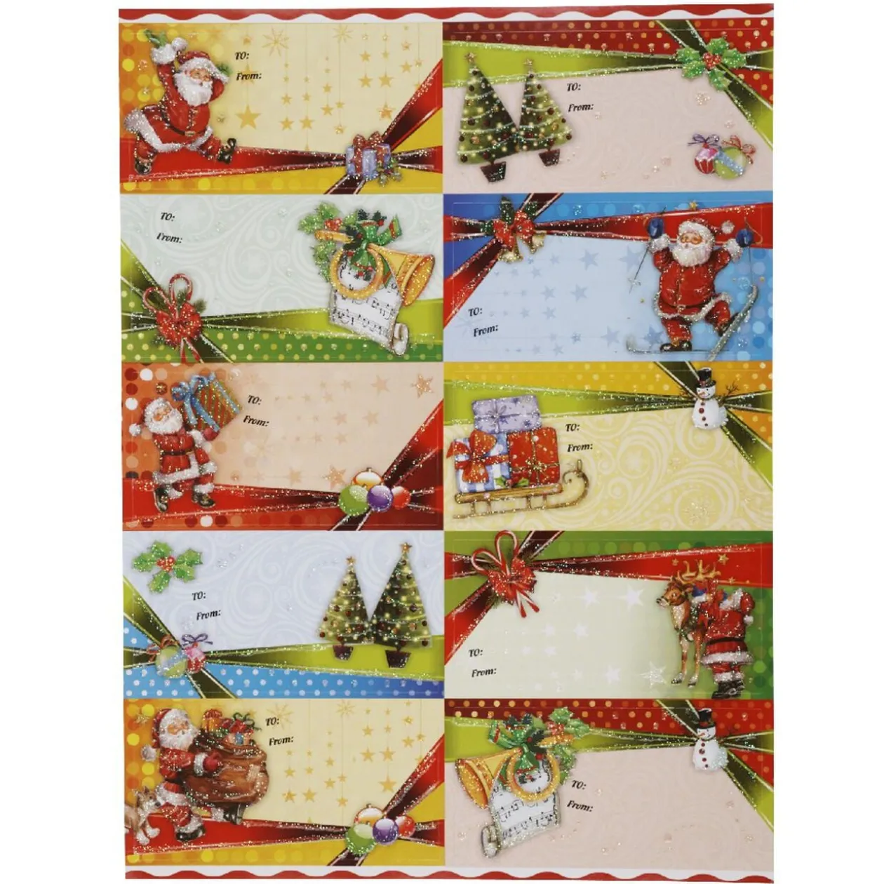 Étiquette pailletée papier cadeau x10