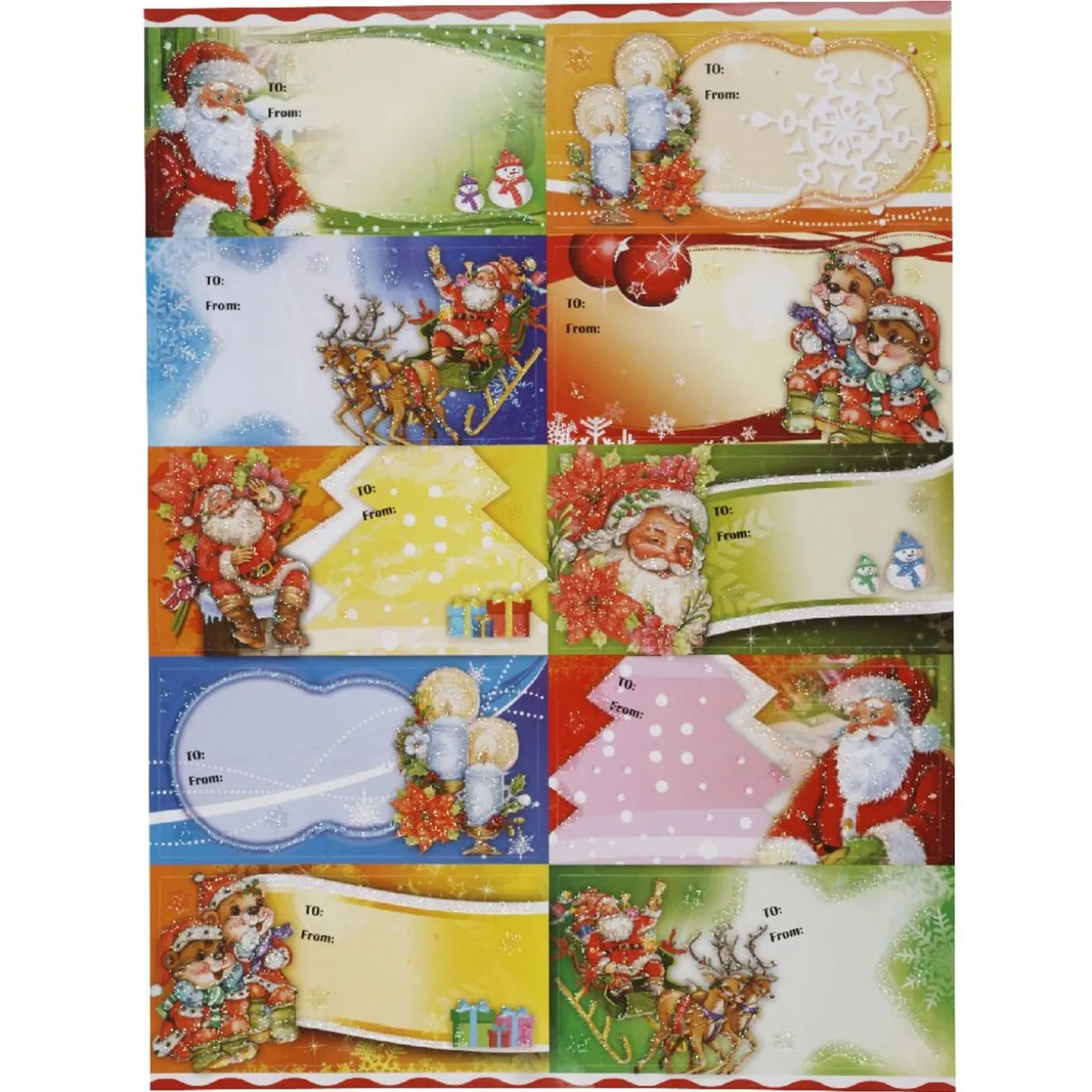 Étiquette pailletée papier cadeau x10