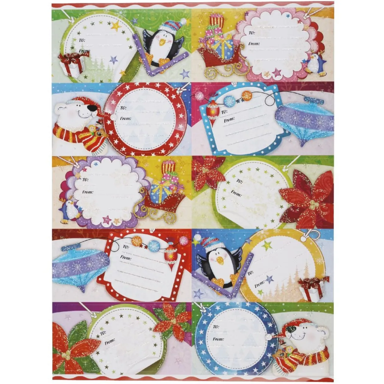 Étiquette pailletée papier cadeau x10