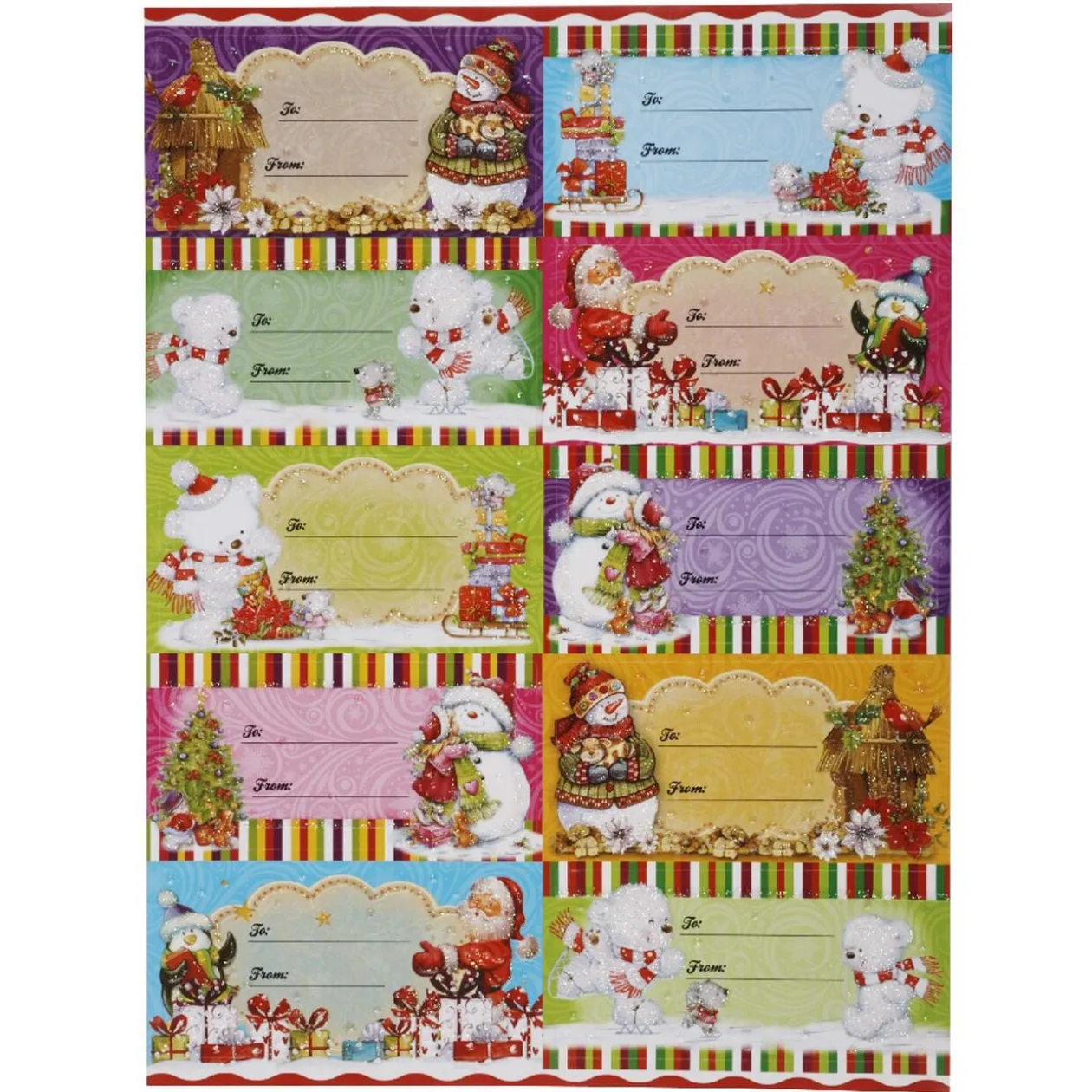 Étiquette pailletée papier cadeau x10