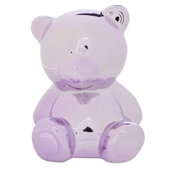 Tirelire forme ours métallisé en céramique H10,5cm