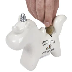 Tirelire licorne céramique blanche