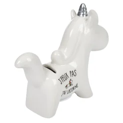 Tirelire licorne céramique blanche
