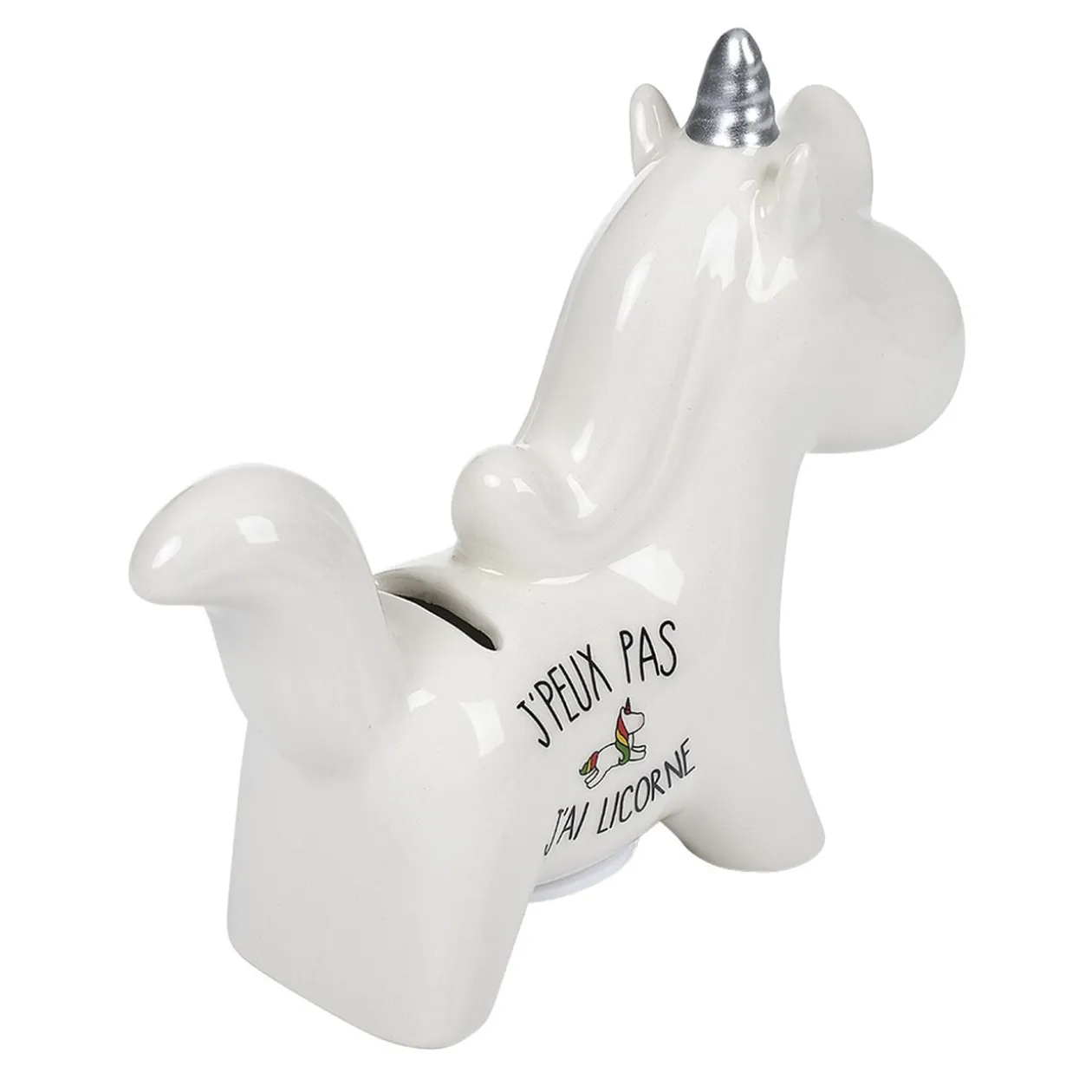 Tirelire licorne céramique blanche