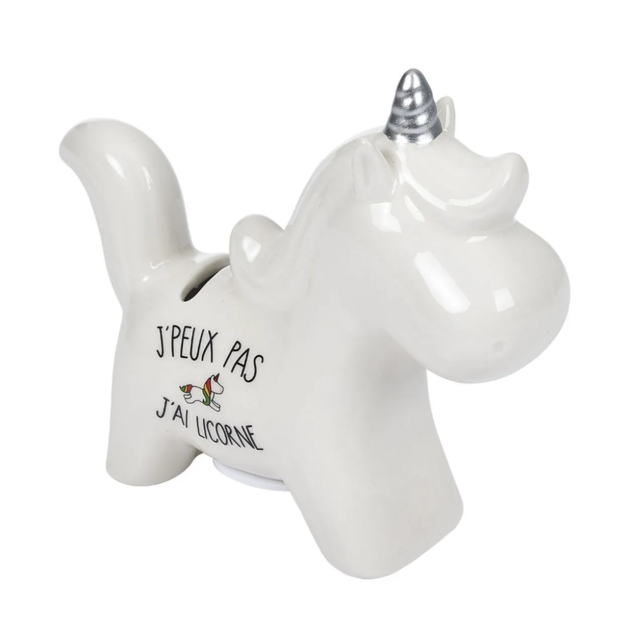 Tirelire licorne céramique blanche