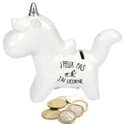 Tirelire licorne céramique blanche