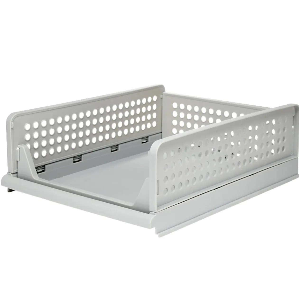 Tiroir de rangement superposable pliant gris 43x33,5x14cm Taille S