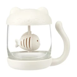 Tisanière 260ml en verre forme chat mignon blanc H11cm < Gifi Discount