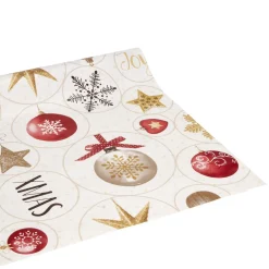 Toile cirée motifs guirlande boules de Noël rouge 140cm < Gifi New
