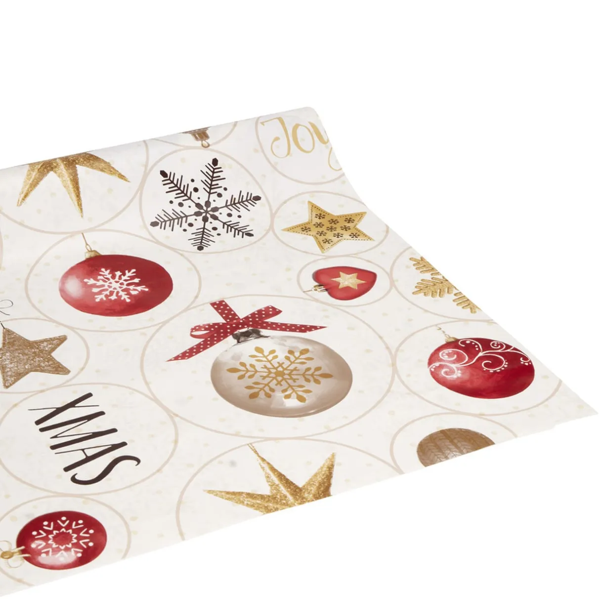 Toile cirée motifs guirlande boules de Noël rouge 140cm < Gifi New