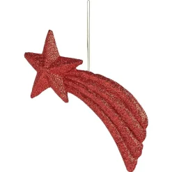 Étoile filante à suspendre rouge pailleté