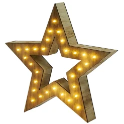 Étoile lumineuse en bois 30LED blanc chaud H30 cm < Gifi Hot