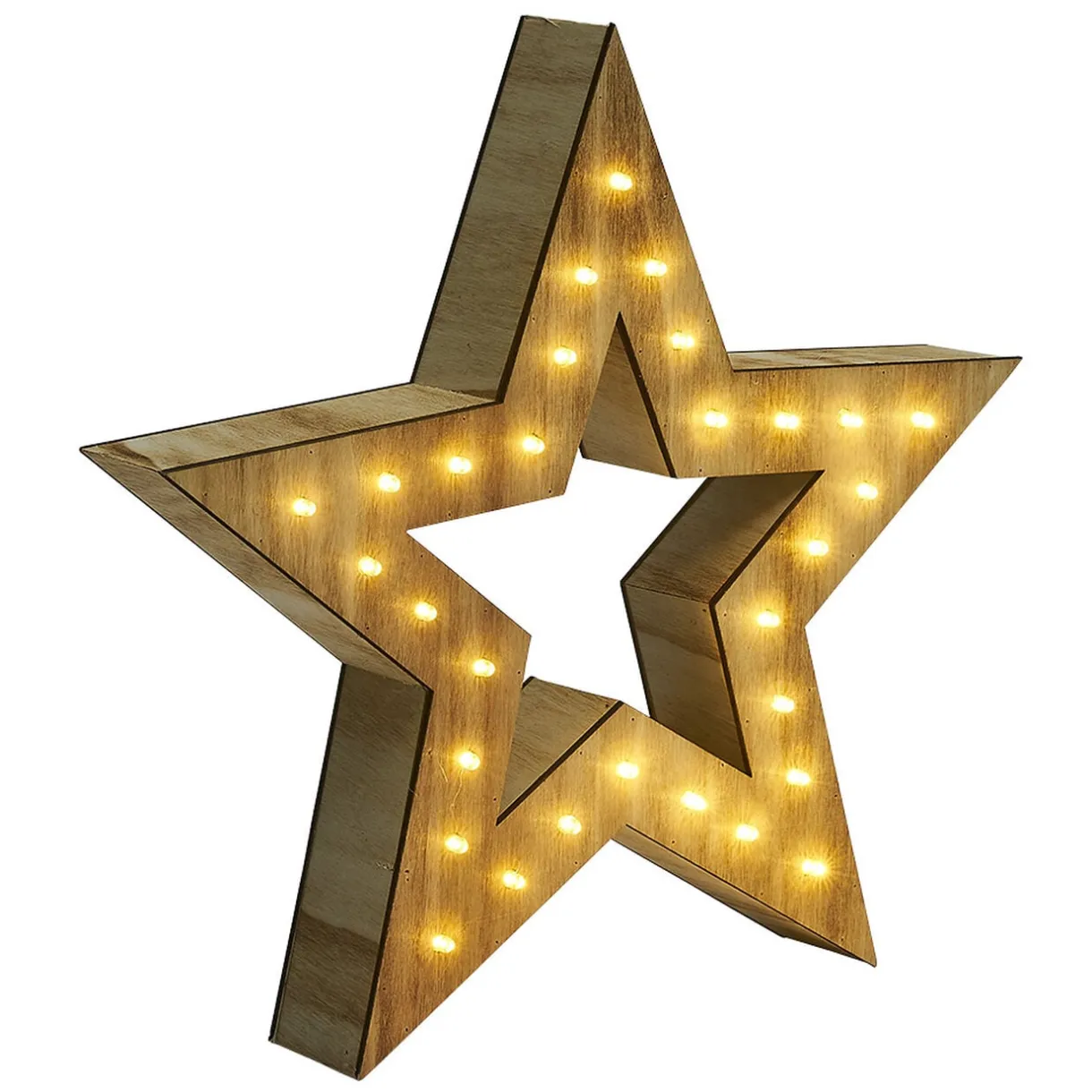 Étoile lumineuse en bois 30LED blanc chaud H30 cm < Gifi Hot