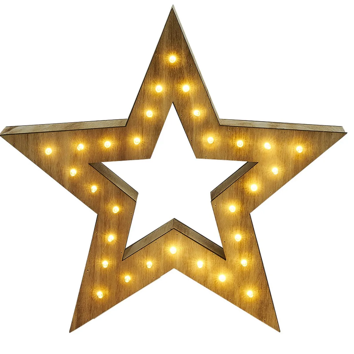 Étoile lumineuse en bois 30LED blanc chaud H30 cm < Gifi Hot