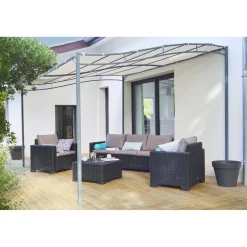 Tonnelle murale rectangulaire Lady gris et blanc écru UPF50+ 395x290xH240cm 11,45m² < Gifi Sale