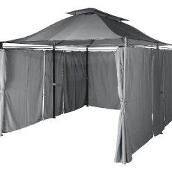 Tonnelle rectangulaire Sicile double toit grise UPF50+ 400x300xH287cm 12m²
