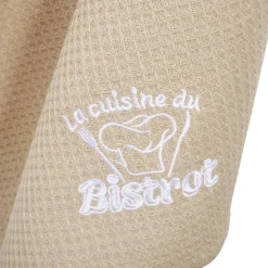 Torchon brodé La cuisine du Bistrot beige x2 - 100% coton 45x70cm < Gifi Clearance