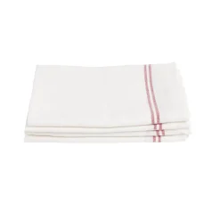 Torchon de cuisine x4 coton blanc liseré rouge ou bleu 46x60cm - 2 modèles < Gifi Outlet