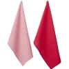 Torchon imprimé rouge x2 - 100% coton 45x70cm