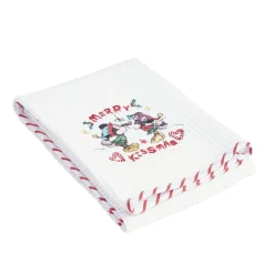 Torchon Noël Disney Mickey Minnie nid d'abeille 50x70cm