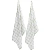 Torchon éponge x2 polycoton quadrillé blanc et vert 38x63cm