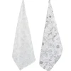 Torchon x2 coton beige motif végétal 45x65cm < Gifi Discount
