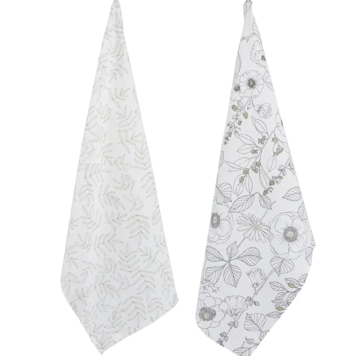 Torchon x2 coton beige motif végétal 45x65cm < Gifi Discount